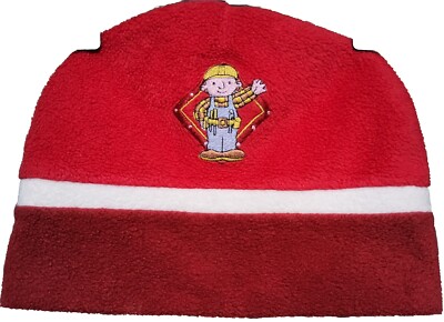 MÜTZE ''BOB DER BAUMEISTER'' GR.52 ROT STICKEREI VINTAGE NEUWERTIG FLEECE