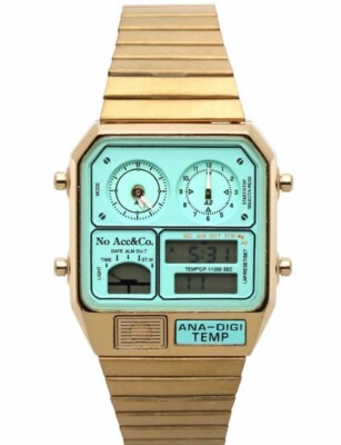 No Accessory&Co Third Generation Ana-Digi Temp Retro Future Uhr Blau Neu