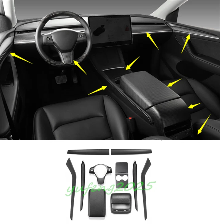 Armaturenbrett Abdeckung Panel Tür Trim Carbon Fibre ABS Innen Änderung  Zubehör Für Tesla Modell 3 Y 2017-2022 2021 modell Y - AliExpress