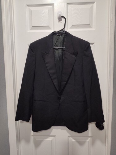 Ted Lapidus Italian Tuxedo Style Sakko Blazer Herren 38R Schwarz 100% Wolle Makellos
