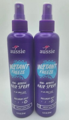 2x Aussie Instant Freeze Non-Aerosol Hair Spray, Maximum Hold, 8.5