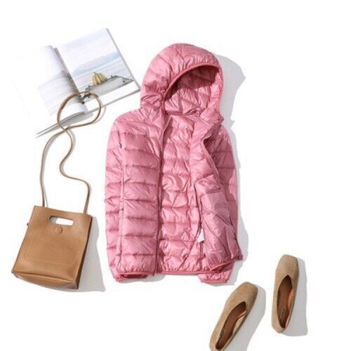 Ultraleichte dünne Daunenjacke Damen schmal kurz Kapuze warm weiß Mantel Damen - Bild 15 von 44