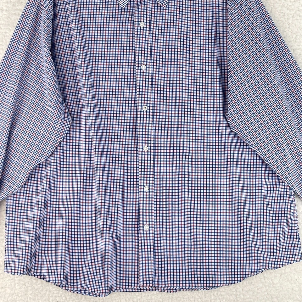 Camisa de vestir con botones Lands' End para hombre talla XXL azul a cuadros calce regular manga larga Foto 4 de 4