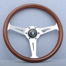 14'350mm Steering Wheel Mahogany Wood with Chrome Finish 74mm PCD NARDI Classic