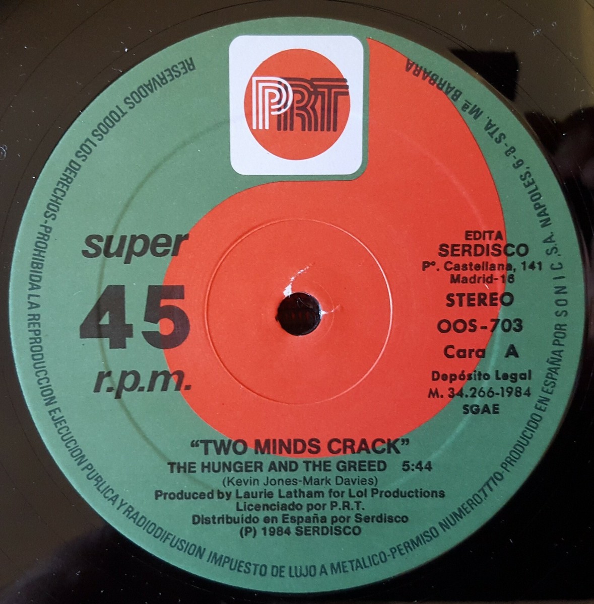 TWO MINDS CRACK **The Hunger And The Greed** ORIGINAL 1984