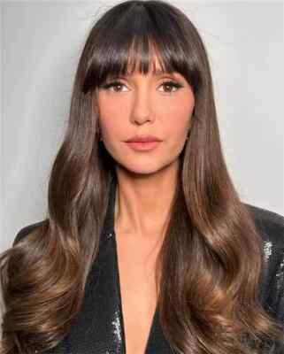 13×4 Ombre Brown Blonde Lace Front Wig with Bangs 18Inch 100% Human Hair Wigs