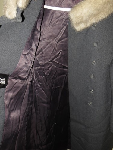 Vintage Franklin Simon New York Grey Swing Coat Over Jacket White Siver Mink EUC - Picture 10 of 12