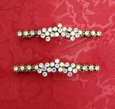 Crystal Hair Clips White and Gold Hair Jewelry
