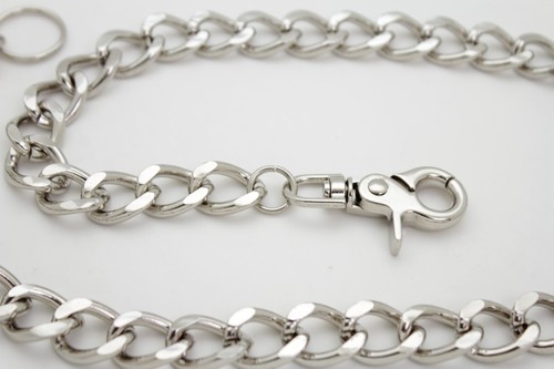 Men Silver Metal Extra Long Wallet Chain Link Strong Links Biker Jeans Trucker - Picture 6 of 12