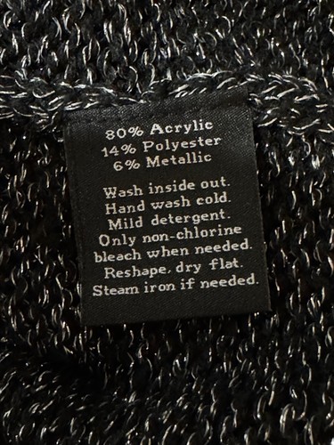 Rock & Republic Damen Netz Tunika Pullover L schwarz metallic Häkel Strick Top - Bild 7 von 7