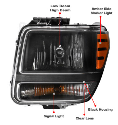 For 07-11 Dodge Nitro SUV Black Headlights Headlamp Lamp +Blue DRL
