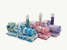 BABY DIAPER NAPPY CAKE/GIFT/BASKET/HAMPER with Personalised Bow Dummy Clip