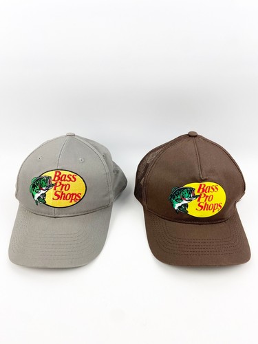 TWO Bass Pro Shops Hats Caps Gray Brown 