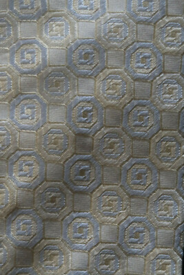 CANALI SEIDENKRAWATTE CREME & HELLHIMMELBLAU QUADRATE & SECHSECKE EINE MODISCHE IDEE KLASSIKER 