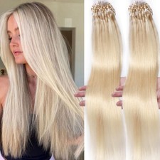 100PCS Thick Micro Ring Loop Tip 100 Remy Human Hair Extensions Micro Bead Link