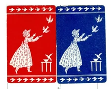 Two Single Vintage ID Named Children, "Cascade", Playing Cards CH 8-7 A,B