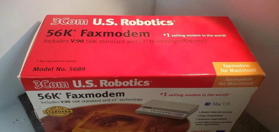 OPEN BOX: 3COM US Robotics 56K v90 Fax Modem for MAC model: 5689 - Image 2 of 4
