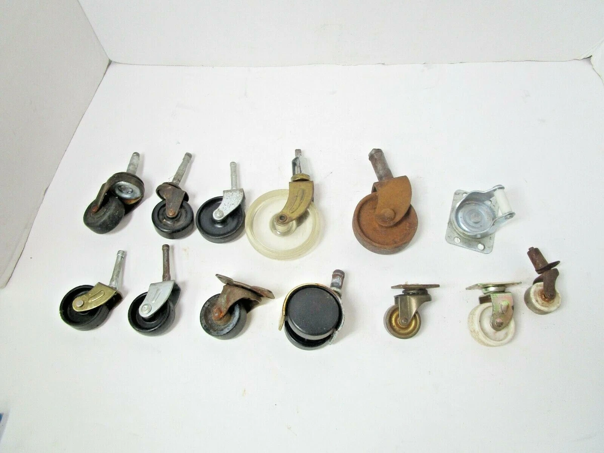 Vintage Large Lot Of 13 Caster Wheels Furniture Repair Desk Chair Table Repair