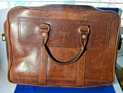 Vintage J W HULME Original Heavy Leather Briefcase Made in