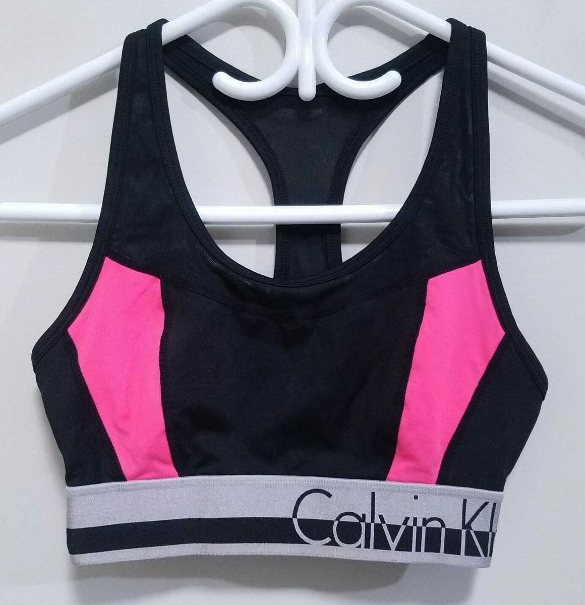 Calvin Klein Hot Pink Black Sports Bra Size Small Dry Racerback Vented