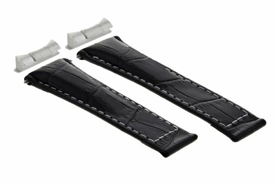 LEATHER BAND STRAP FOR ROLEX DAYTONA WATCH + END PIECE (LUGS) BLACK WS REGULAR