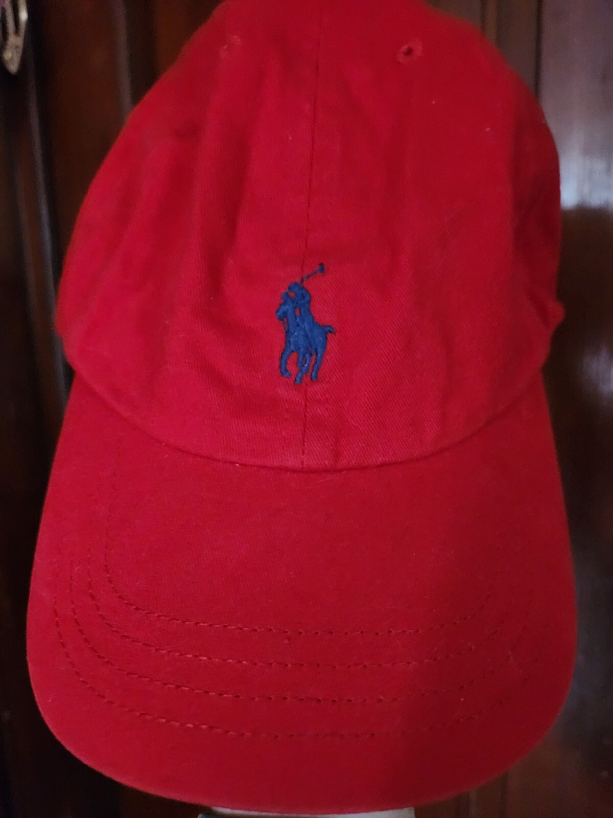 Cappello rosso vintage Polo Ralph Lauren taglia unica 8 20 blu ricamato pony
