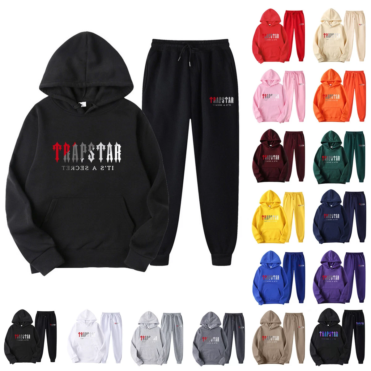 Trapstar Sports Tracksuit Unisex Running Outfits Hoodies