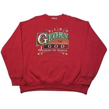 Vintage 90s Jesus Sweatshirt Men’s XL Red Pullover Christian Bible God Religious