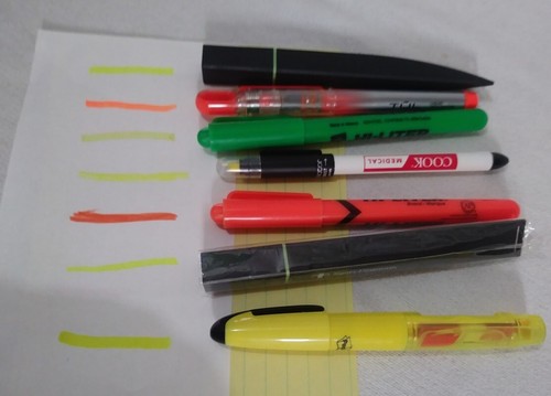 Office Supplies Study Tool Pen Highlighter Assortment Lot of 7 Assorted Colors