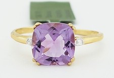 GENUINE 2.04 Cts AMETHYST & DIAMOND RING 10K GOLD - Free Certificate Appraisal