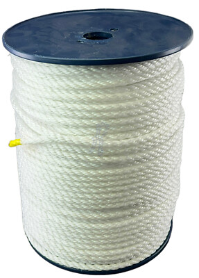 8 mm weißes Klammerspinnseil x 220 Meter Rolle, Schwimmboot Yacht Marine Liegeplatz