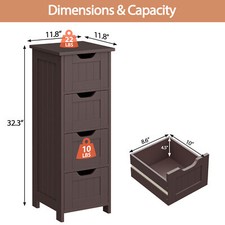 Bathroom Floor Cabinet Storage Organizer Shelf Standing Cupboard 4 Drawes Brown