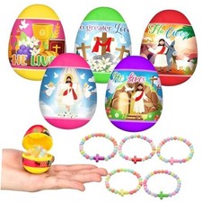 Poen 30 Set Prefilled Religious Easter Eggs with Christian Cross Candy Colored