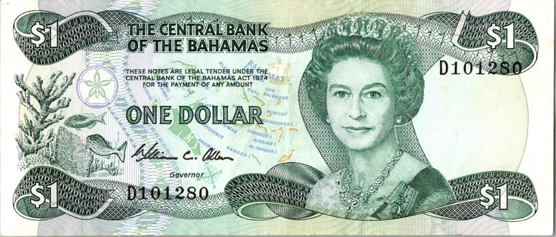 1974 *** Bahamas Paper Money $1 Note