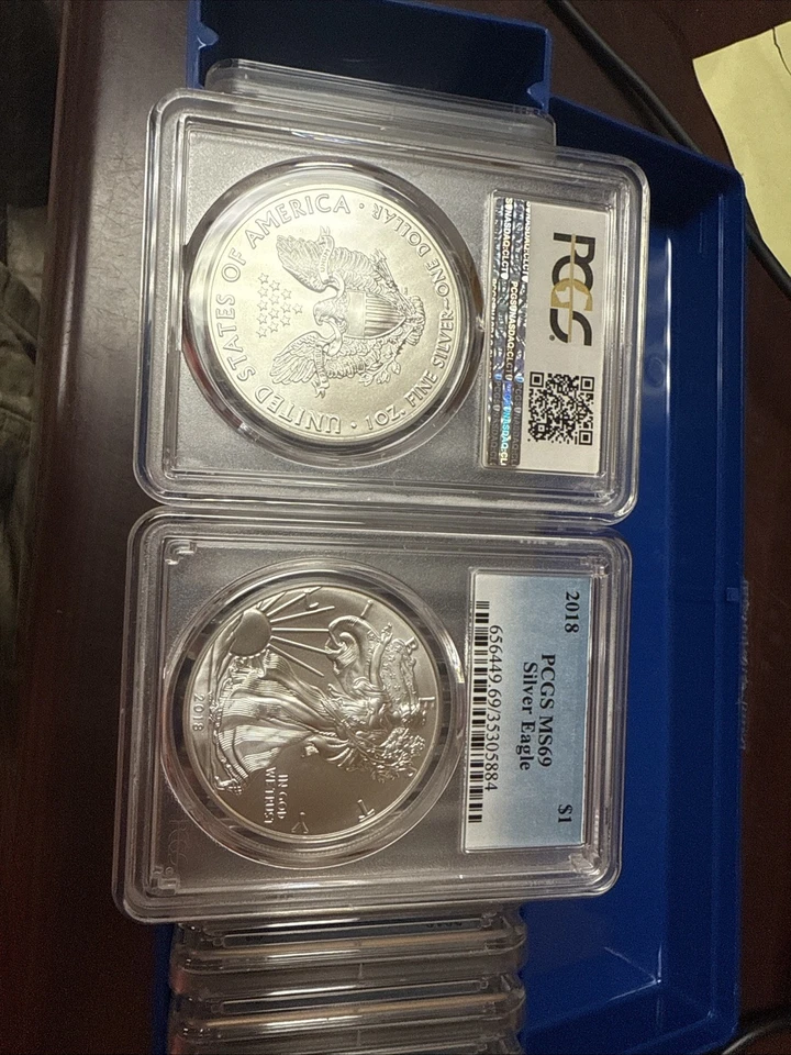 PCGS MS69 2018 American Silver Eagle 1 oz .999 Fine Silver Dollar - Image 2 of 3