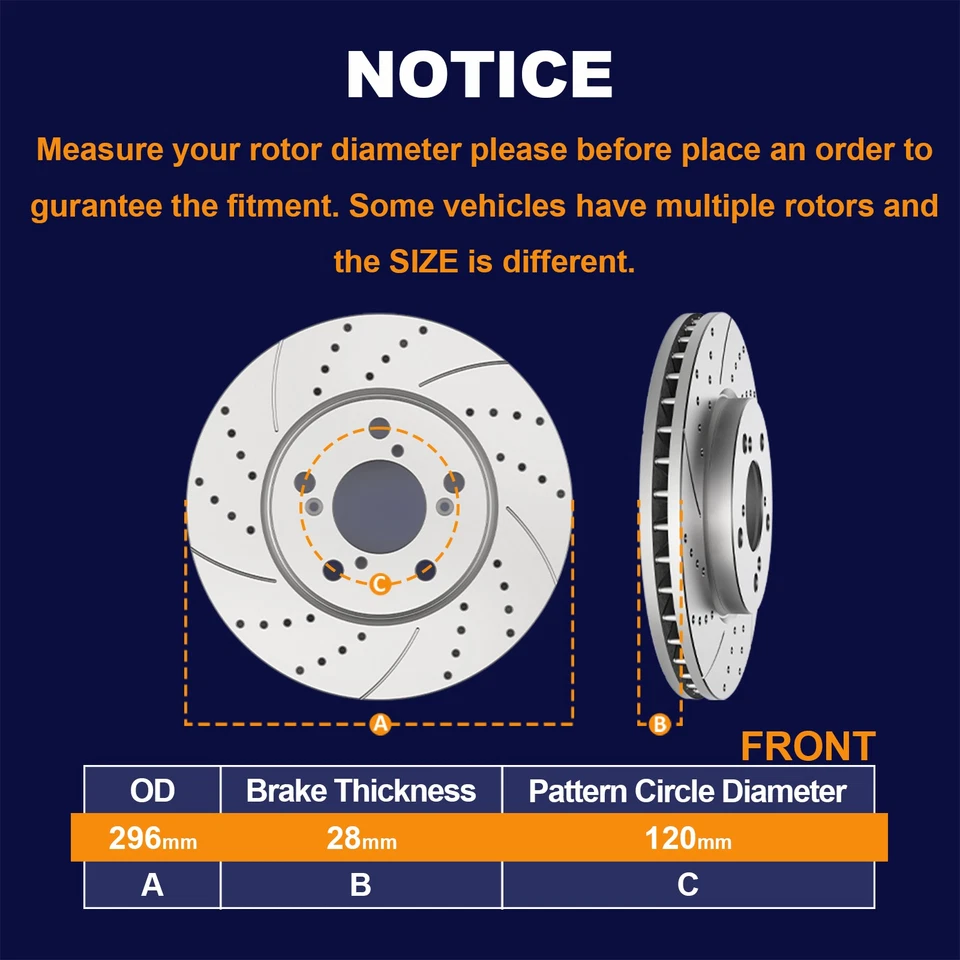 Kit de rotores y pastillas de freno delanteros perforados para Honda Odyssey 2005-2010 Foto 2 de 4