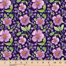 Plum Petals Main Purple Floral C15640-PURPLE  Cotton Fabric By half yard