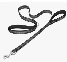 B5) New Prima Pets Premium Reflective Leash with padded  Dual Handles Black