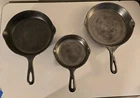 3 Cast Iron Frying Pan Lot Griswold No 6 699H Erie PA, Wagner WARE SIDNEY 1357A
