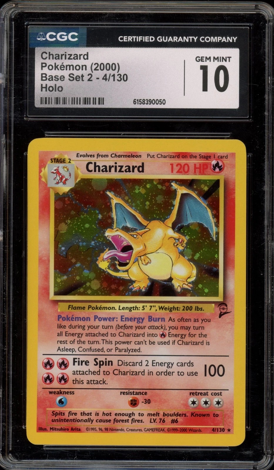 Pokemon Charizard Base Set 2 Holo Rare #4 CGC 10 Gem Mint
