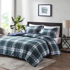 Essentials Parkston Plaid Comforter, Matching Sham, 3M Scotchguard Stain Release