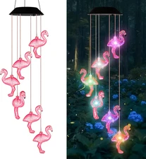 Flamingo Solar Wind Chime Light for Outdoor Decor – Waterproof Solar-Powered Win