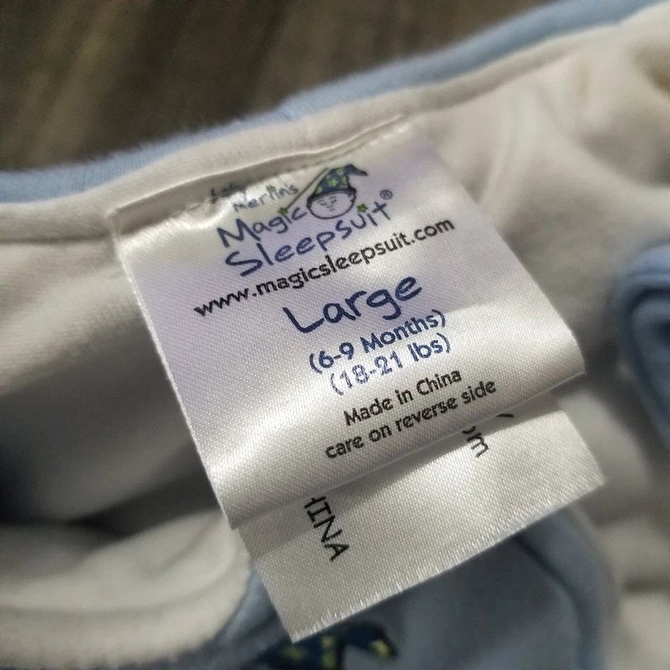 Traje de dormir Magic para bebé Merlin's grande 6-9 meses azul (manchado) 18-21 libras Foto 4 de 4