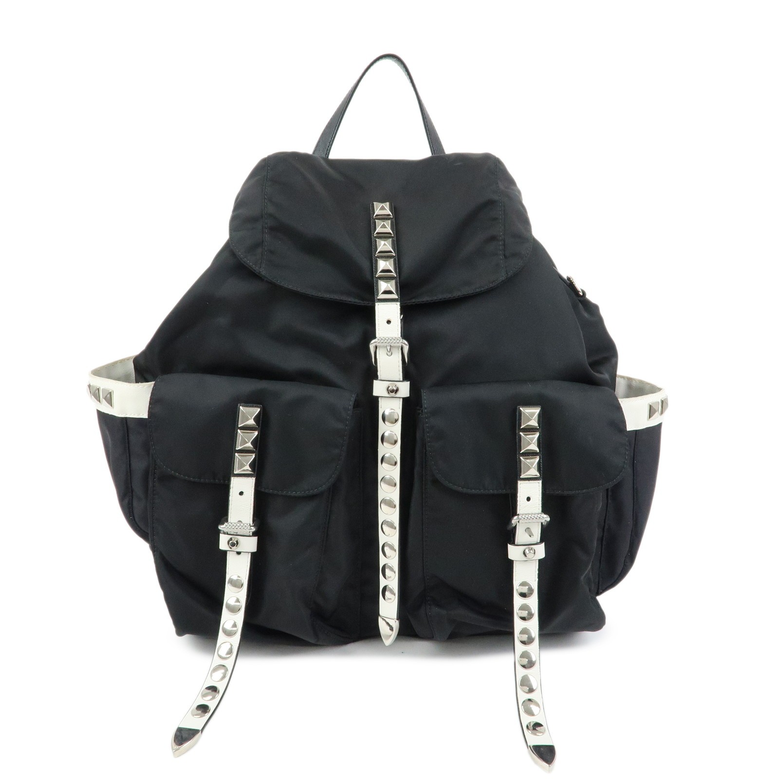 PRADA Triangle Logo Nylon Studs Backpack Rucksack… - image 1