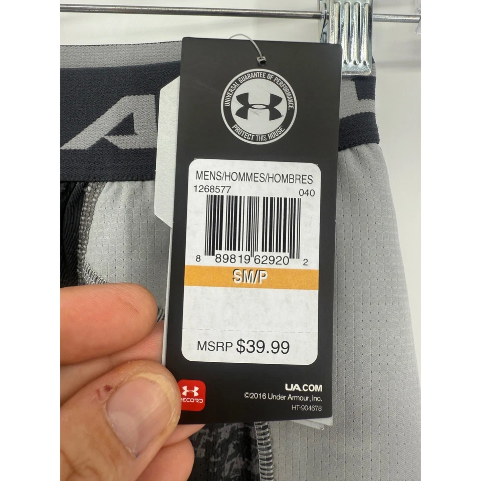 Under Armour Mens Compression Baselayer Shorts Black Gray Digital Camo S NWT - Image 2 of 3