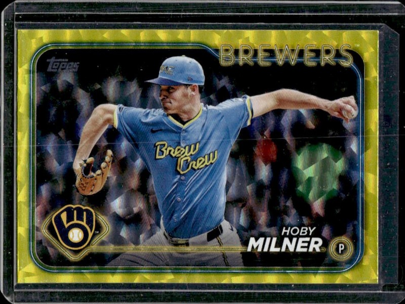 2024 Topps Update Hoby Milner Yellow Crackle Foilboard #/50 Brewers