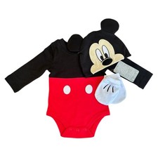 Disney Baby Mickey Mouse Costume/Beanie  Mittens 6-9 Months