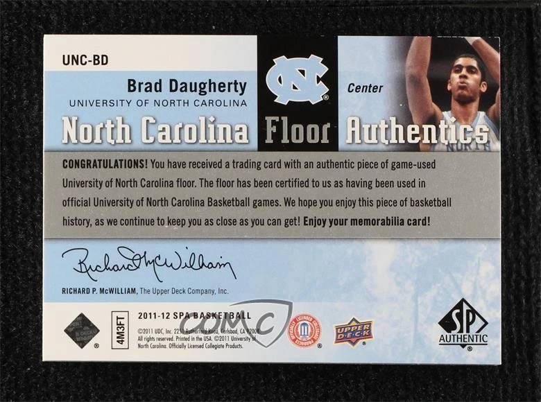 2011-12 SP Authentic North Carolina Floor Authentics Brad Daugherty #UNC-BD - Image 2 of 2