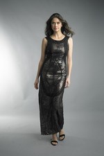 Sequined Floral Sheath Evening Gown