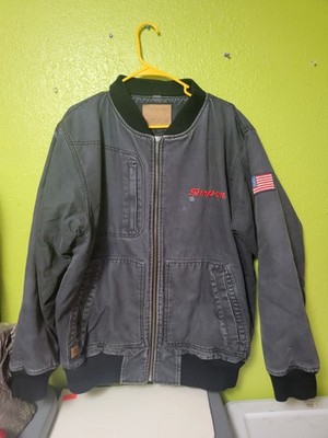 Snap On Jacket Mens XL Gray Canvas Quilt Lining Heavy Duty Work Workwear Coat